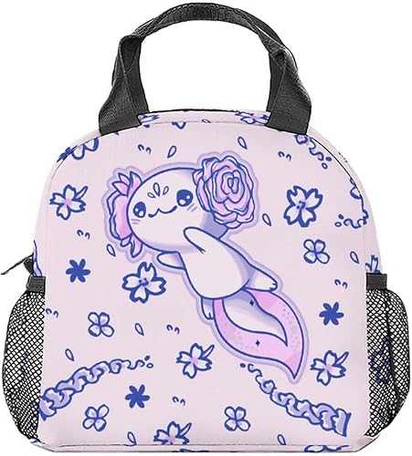 Miniatura 9 de Axolotl - Lonchera reutilizable personalizada, bolsas de almuerzo con aislamiento medio con correa para el hombro, lonchera Kawaii para mujeres,