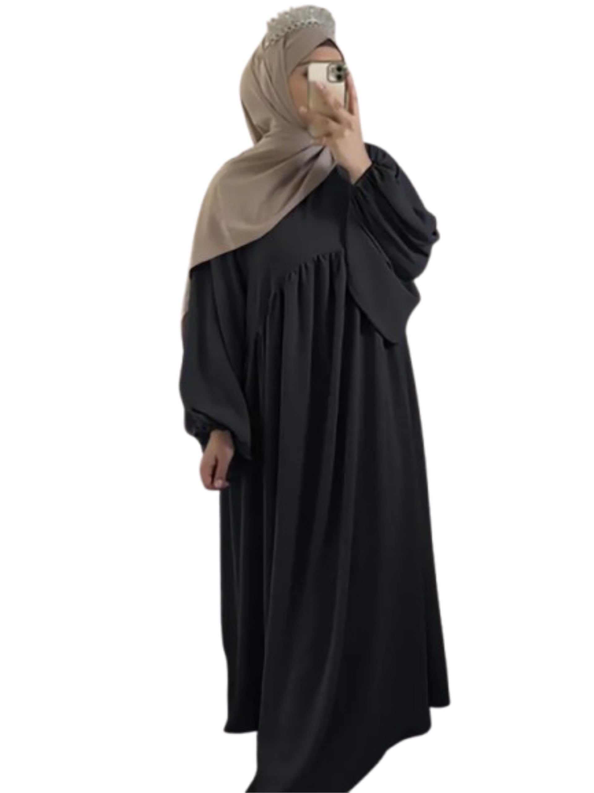 NAJMA Abaya Femme en Soie de Médine – Robe Longue Modeste Élégante à Manches Longues – Tissu Fluide Haut de Gamme – Tenue Islamique pour Ramadan, Aïd, Prière