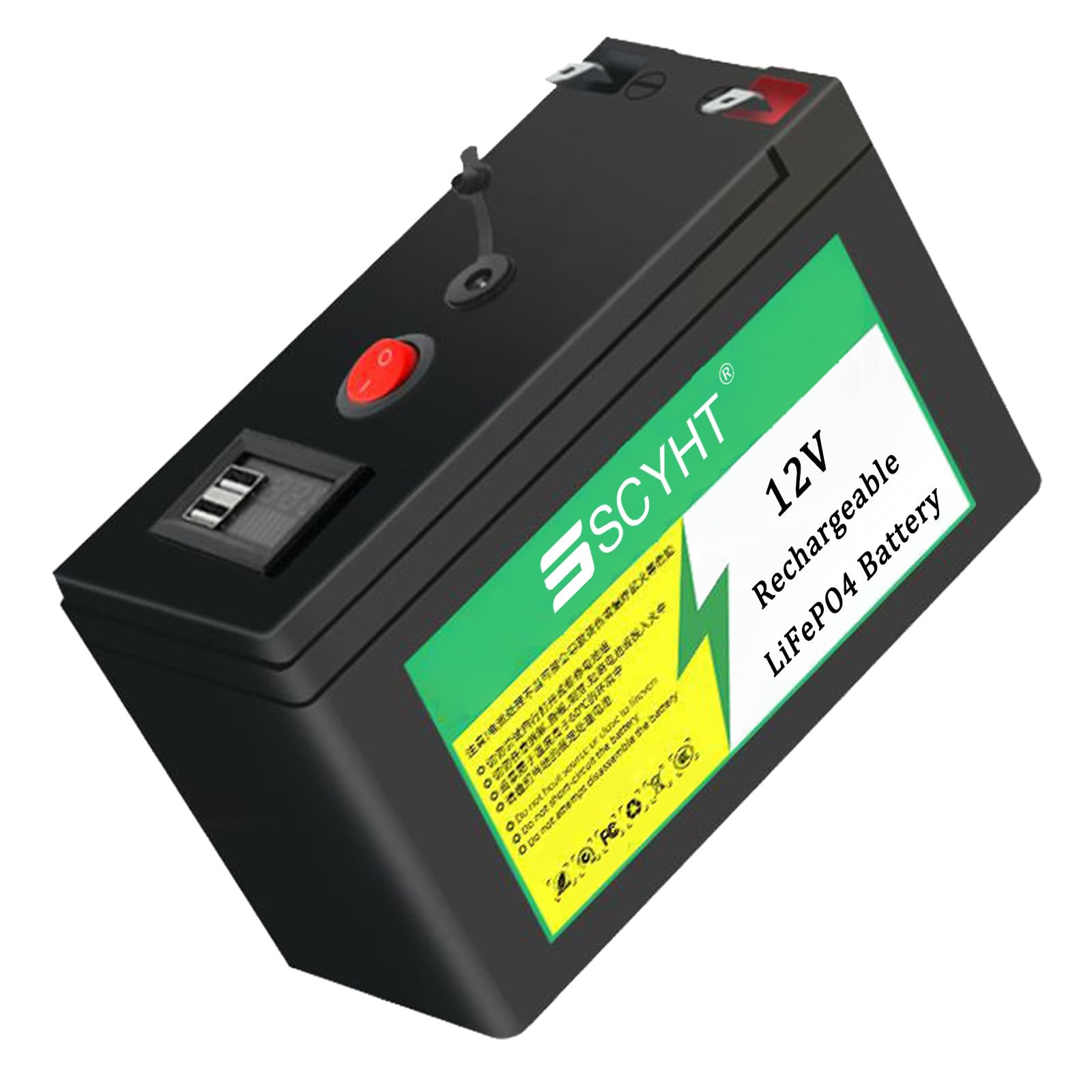 Batería de Litio 12V 20Ah 15Ah Batería LiFePO4 10Ah Baterías extraíbles Baterías Recargables para energía Solar para Motor 100W a 250W con Cargador y Puerto USB