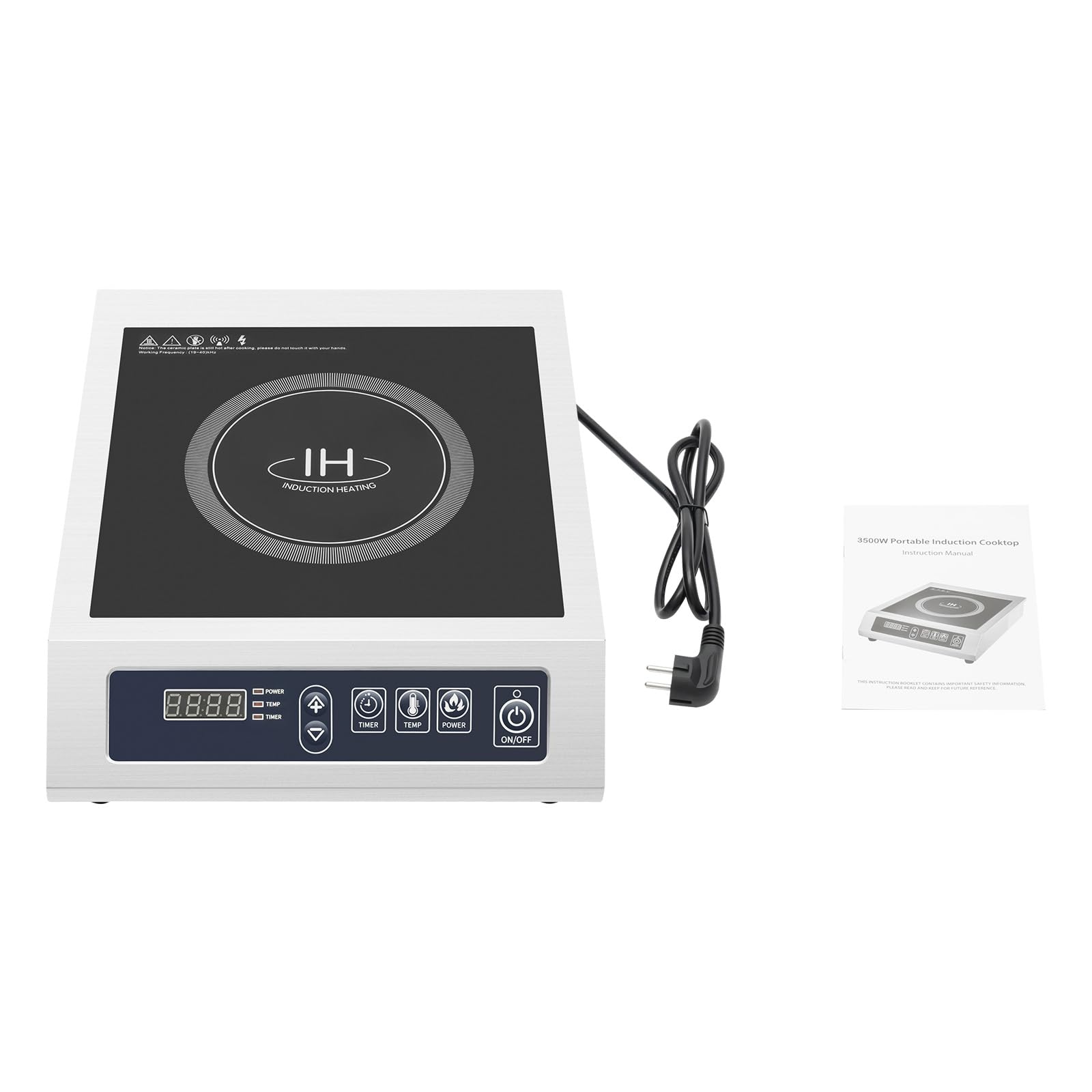 400-3500W Professional Piastra a induzione, Timer 24 ore, 60-300 °C | Piastra di cottura a induzione, con bobina in rame e LED, 35,5 x 44,5 x 11 cm