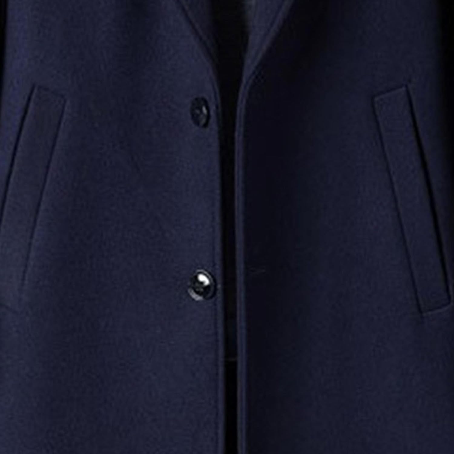 Men's Classic Business Pea Coats Single Breasted Thick Long Trench Coats Winter Warm Wool Blend Coat