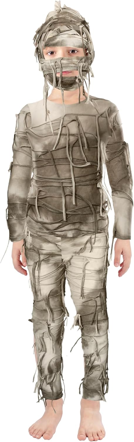 Liitrsh Halloween Mummy Costume for Kid Halloween Mysterious Mummy Outfit DIY for Boy Girl Cosplay Party - Image 3