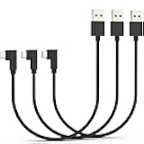 1Ft Right Angle Micro USB Cable 3Pack, Short USB A to Micro B Cord 90 Degree, High Speed Sync Durable Nylon Braided Android USB 2.0 Fast Charging Cable for Samsung S7 Note, Kindle, LG, Power Bank, PS4
