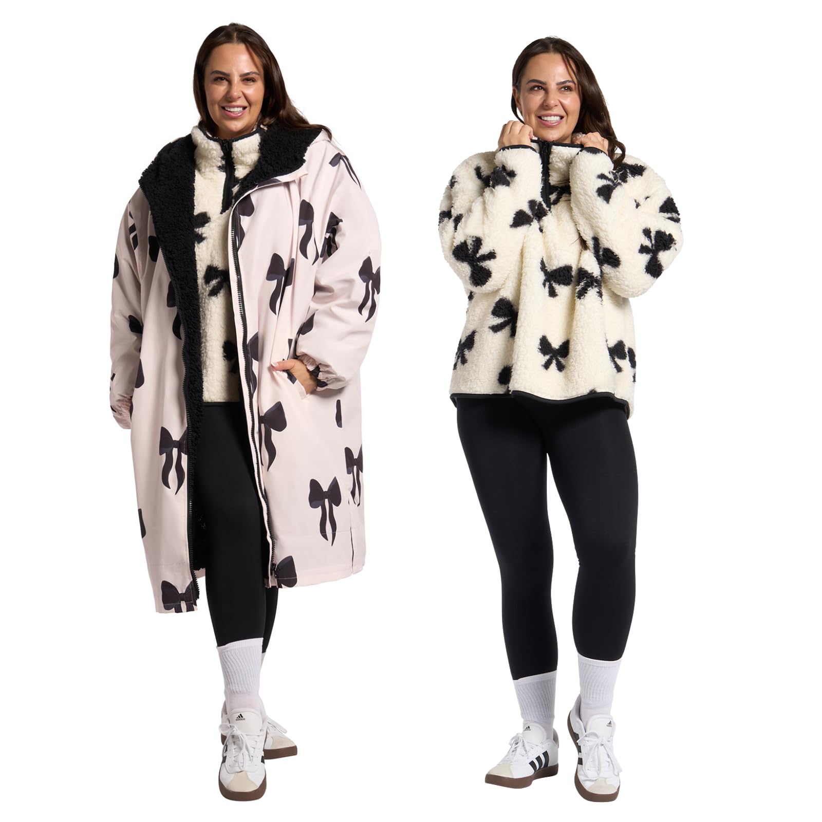 Drying Robe with Matching Fleece Jacket, All-In-One Waterproof Changing Robe & Warm Comfy Fleece Jackets for Women Men - 2 Piece Outdoor Clothing Bundle (S/M, L/XL)