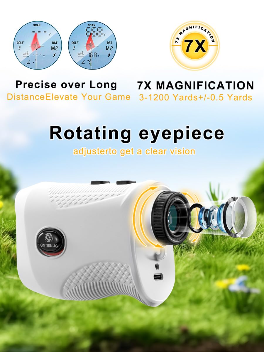 Télémètre laser de chasse et de golf, grossissement 7x, distance de 1 200 mètres, haute précision de verrouillage des vibrations, mode pente balayage continu