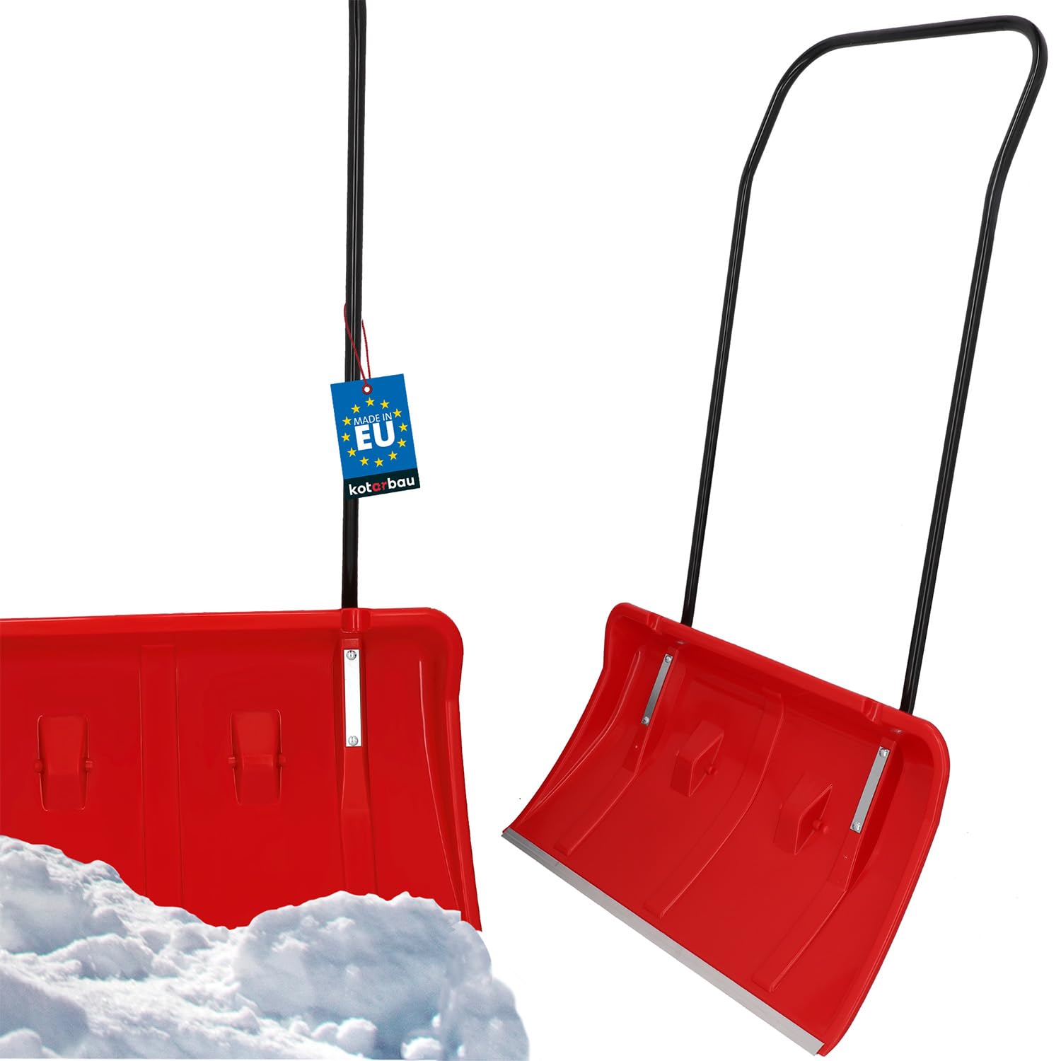 KOTARBAU® Pala da Neve con Ruote 80 cm, Profilo in Alluminio, Manico in Metallo - Pratica Pala Rossa