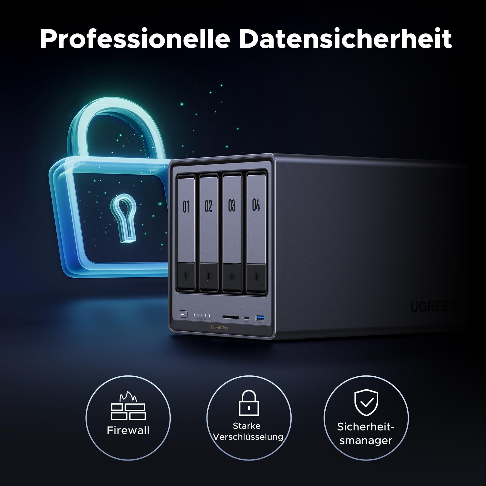 Amazon | UGREEN 4ベイNAS(ディスクレス)、104TB、NAS、NASync DXP4800