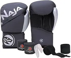 Kit Boxe/Muay Thai Naja Extreme + Par de Luvas + Protetor Bucal + Bandagem 3,5M