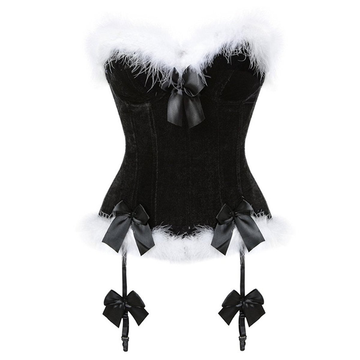 Jutrisujo Women's Black Christmas Corset For Christmas Santa Costume Bustier Overbust 3XL