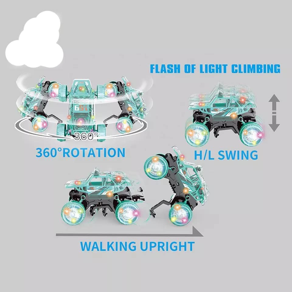 Image of FunzOn Stunt Climbing car for Kids|Battery Operated| 3D Projection Light and Music| Monster Truck| 360 Rotation|Bump & go Action for Boys and Girls (Purple)