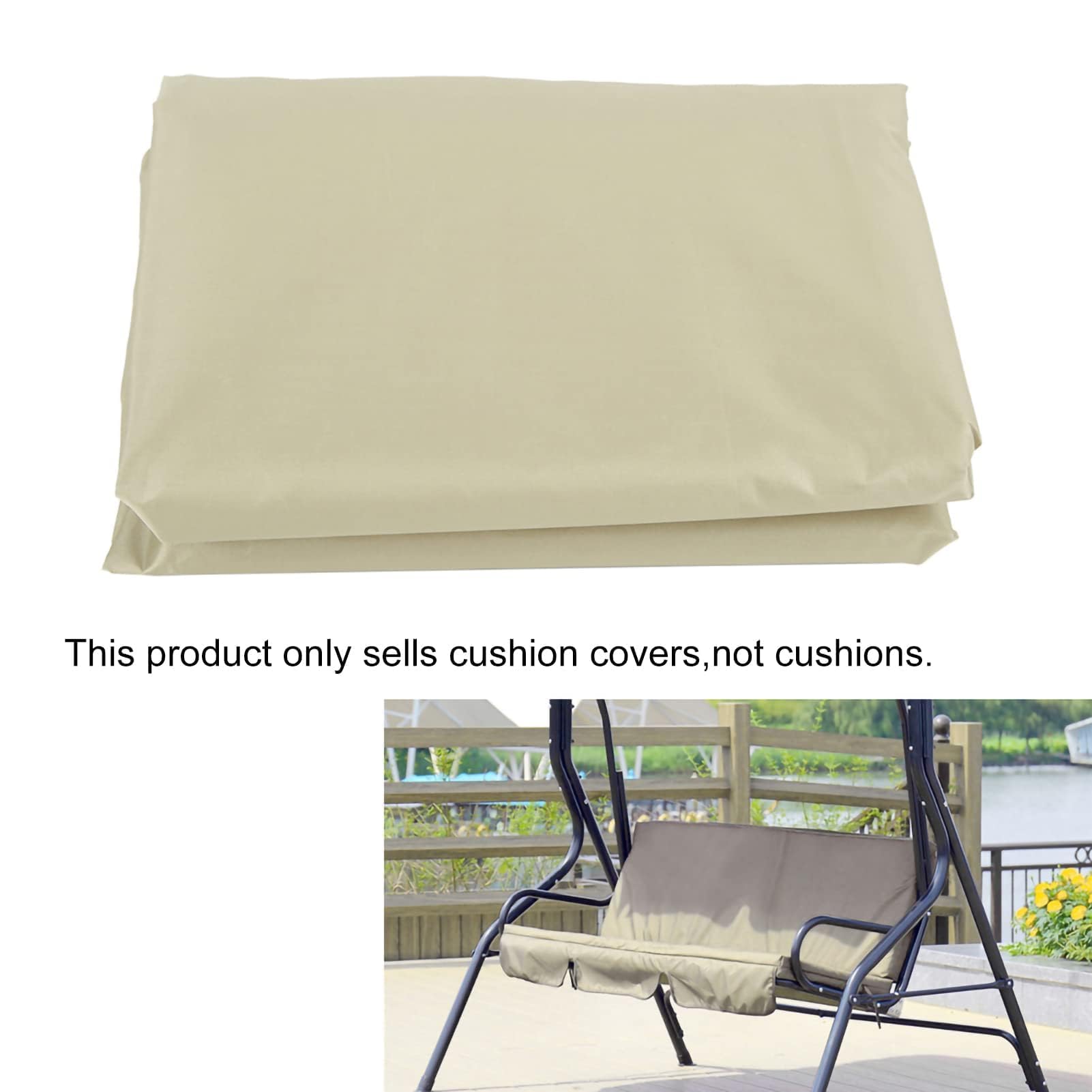 Headerbs Funda de Cojín para Asiento de Columpio, Jardín, Patio, Exterior, Impermeable, Tafetán de Poliéster, Tres Plazas, Silla Columpio, Hamaca, Funda de Cojín 59,1 X 19,7 X 3,9