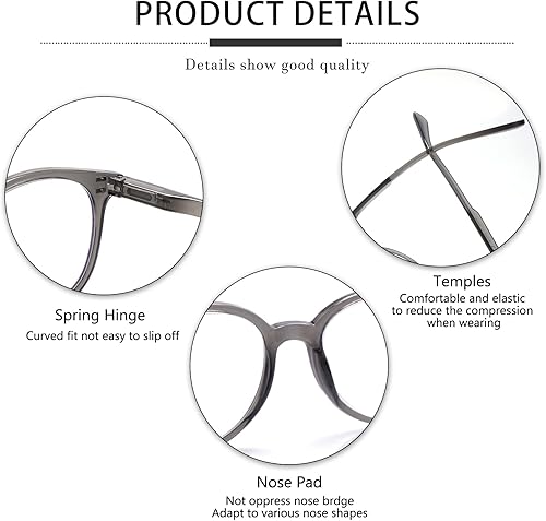 Miniatura 6 de COJWIS Gafas de lectura con bloqueo de luz azul, paquete de 5 unidades, bisagra de resorte, para hombres y mujeres, anteojos con filtro