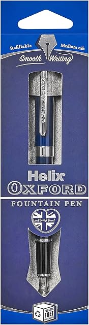 Helix Oxford Premium Fountain Pen (Dark Blue) with Plastic Free Packaging