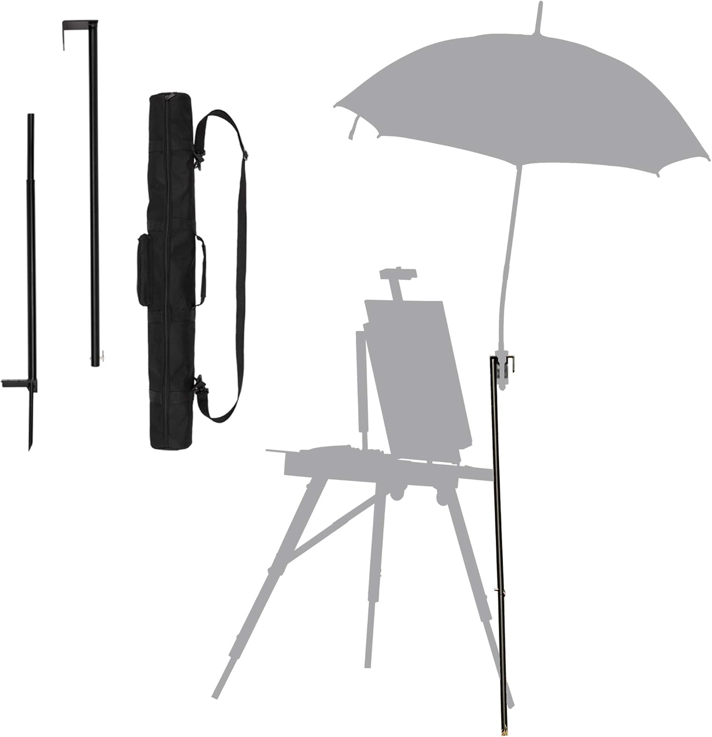 Creative Mark Universal Umbrella Pole Mount with Carry Bag Eliminates The Need to Attach Umbrellas to Easels Or Chairs - Black