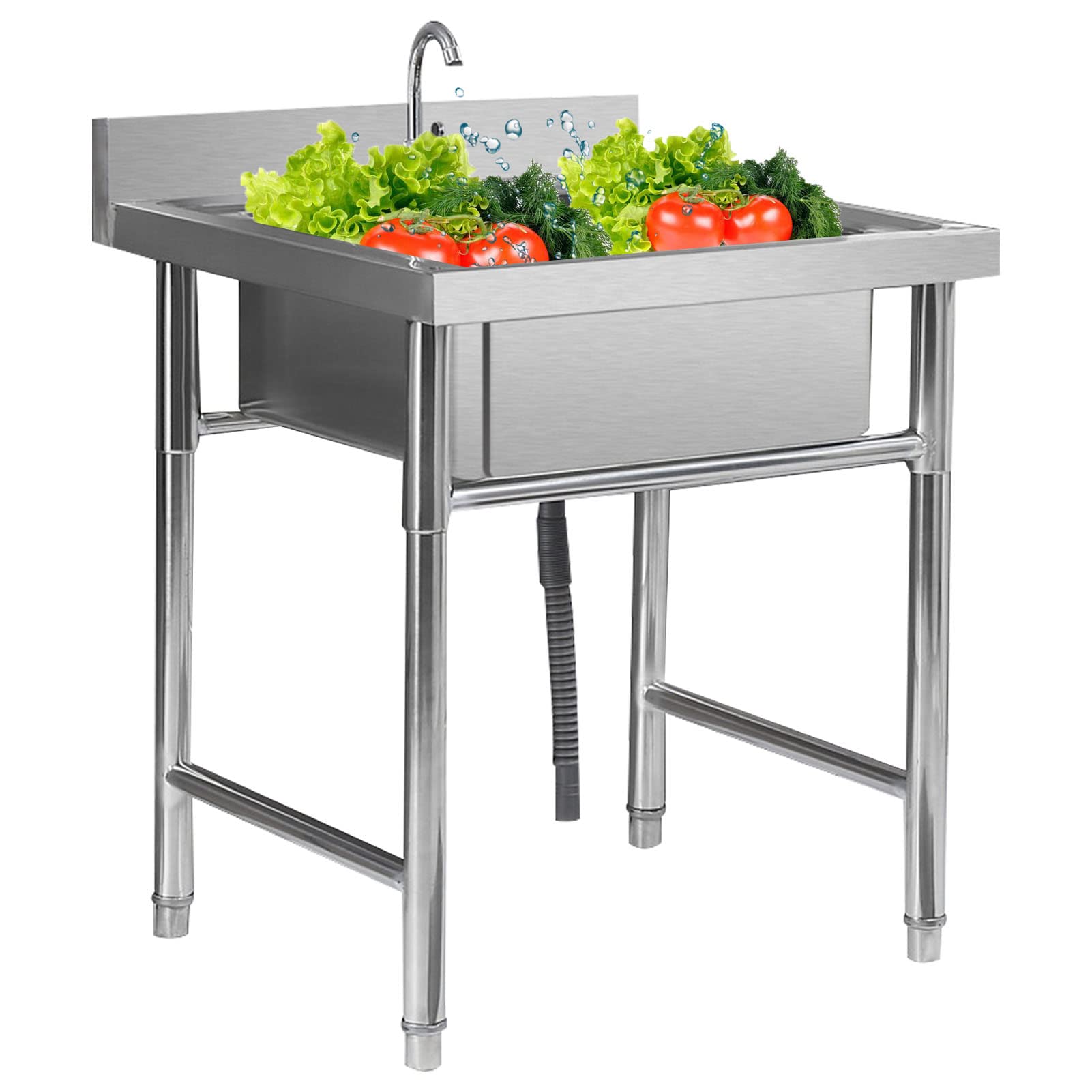 Évier de cuisine simple évier commercial en inox pour éviter la rouille en restauration