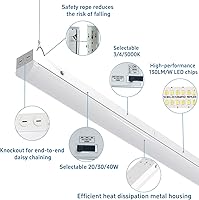 Vista 5 de Lámparas LED de 4 pies para tienda de 40/30/20 W, tira LED de 4 pies de iluminación 3/4/5000K ajustable, luces lineales LED comerciales