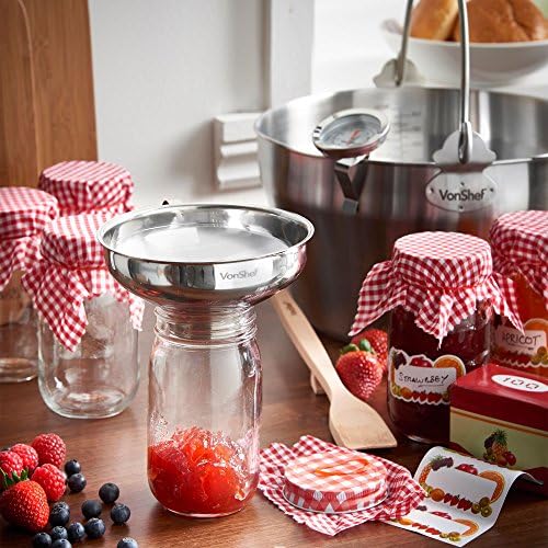 VonShef Jam Making Kit- Starter Set Bundle includes 9L Maslin Pan (Induction Hob Suitable), 6x 450ml Glass Jars & Lids, Thermometer, Preserving Spoon & Funnel For Homemade Jams, Chutneys & Preserves