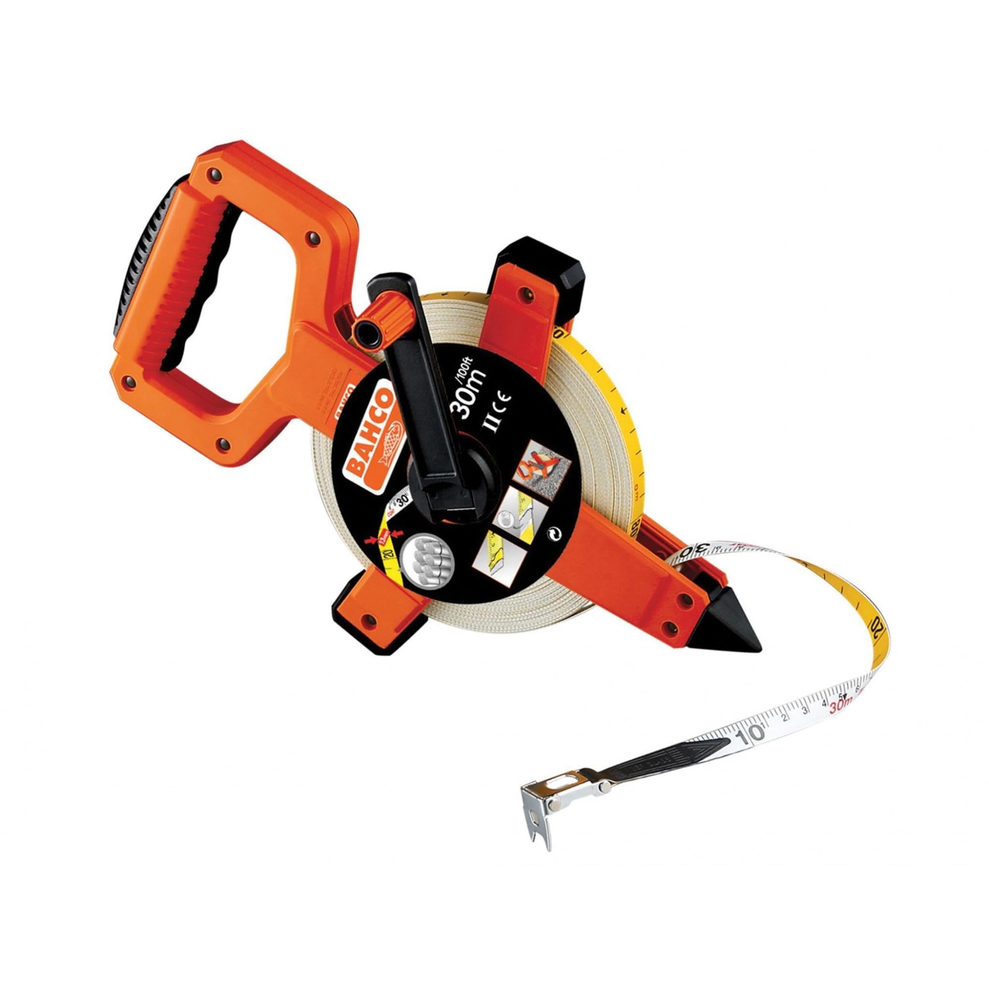Bahco LTS Open Reel Fiberglass Tape Measure Imperial & Metric 100ft / 30m 13mm