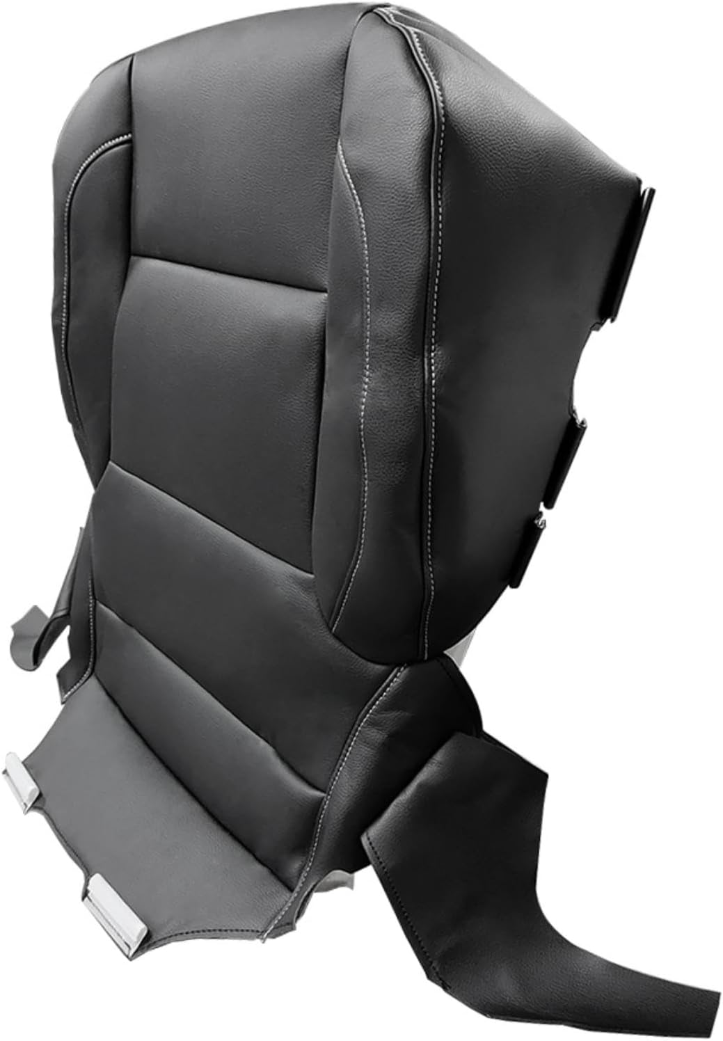 Front Both Side Bottom Top Lean Back Seat Cover Unperforated Fits for Chevy Silverado GMC Sierra 1500 2500 3500 2015-2019 Black