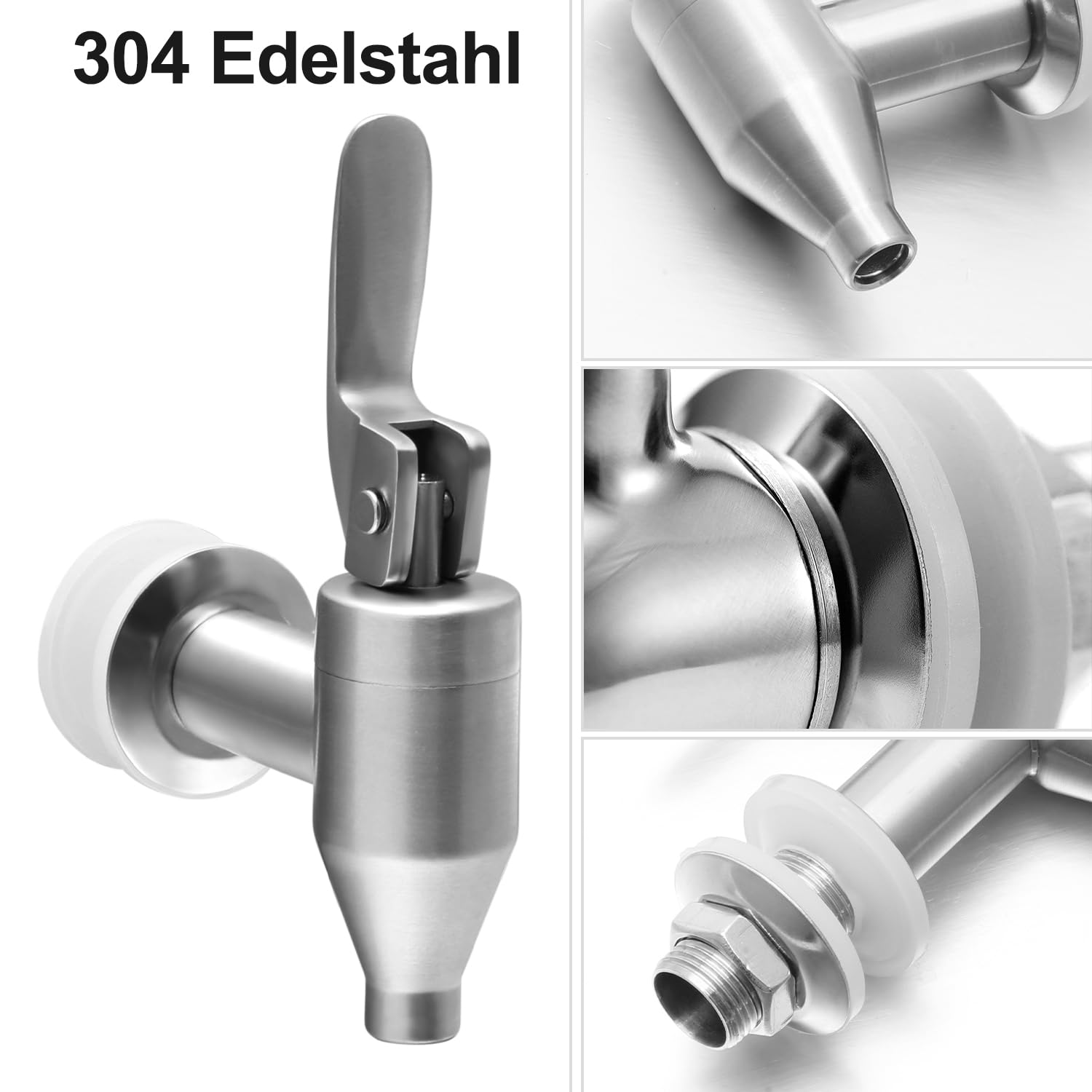 1er Pack Edelstahl Zapfhahn für Getränkespender, Edelstahl Getränkespender Ersatzzapfhahn, Bierzapfhahn für Zuhause Party - 3