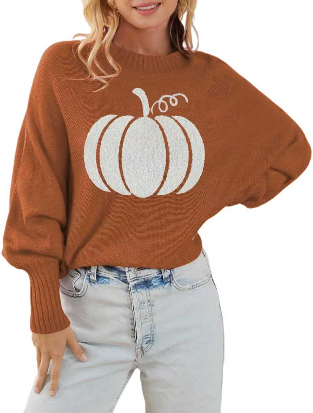 Womens Merry Christmas Sweaters Long Batwing Sleeve Sweater Loose Fit Pullover Top Sweaters