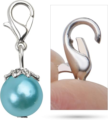 Miniatura 5 de Aylifu Dijes de clip, 20 piezas de perlas coloridas colgantes colgantes con cierre de langosta, accesorio para hacer joyas, accesorios para