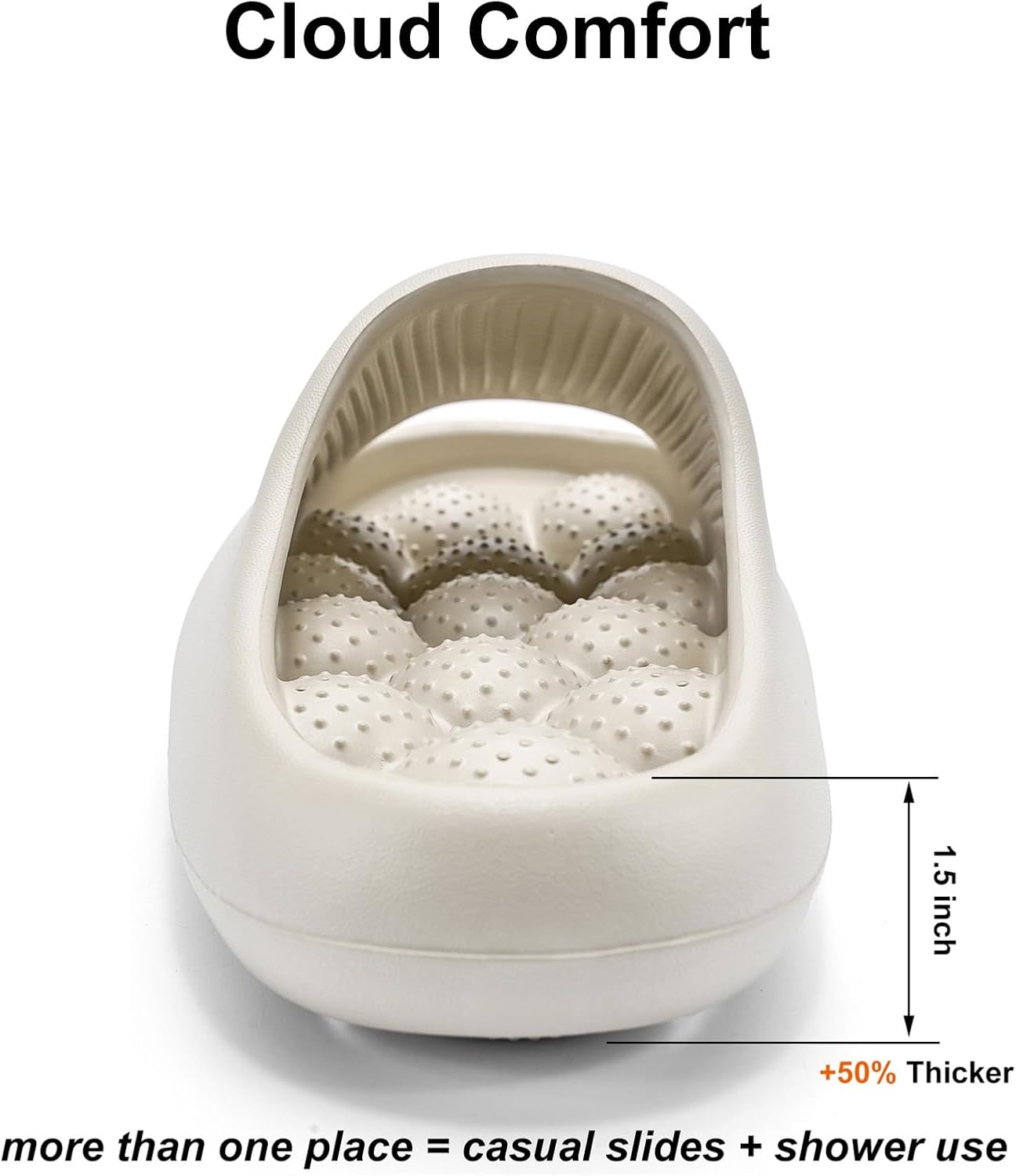 ZXT Bubble Shower Shoes Non-Slip Quick Dry Pool Slides Cloud Comfortable Massage Bathroom Slippers Beach Sandals with Drain Holes - Image 3