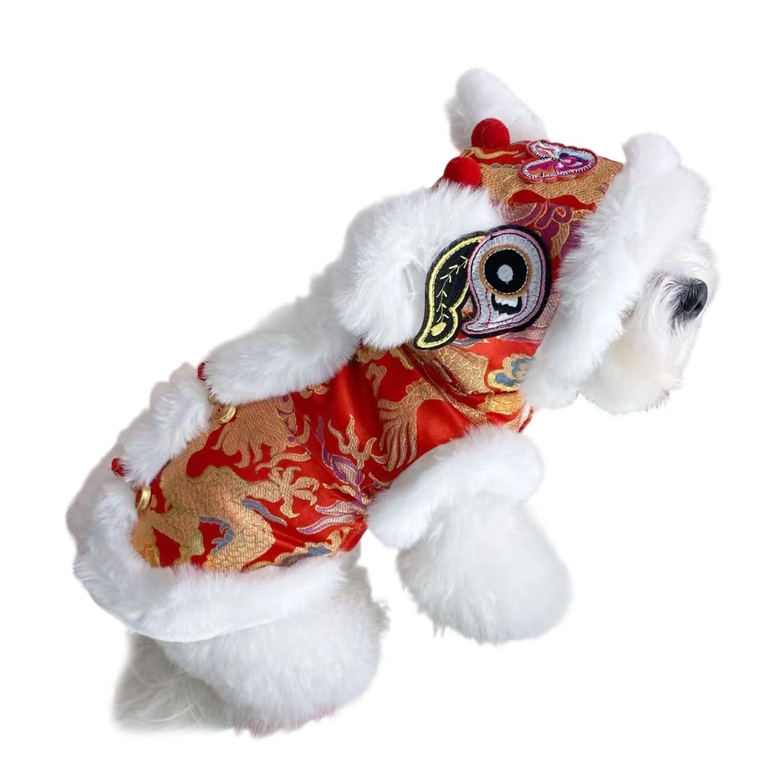 Manteau doux de danse de lion pour petit chien idéal contre l'hiver asiatique