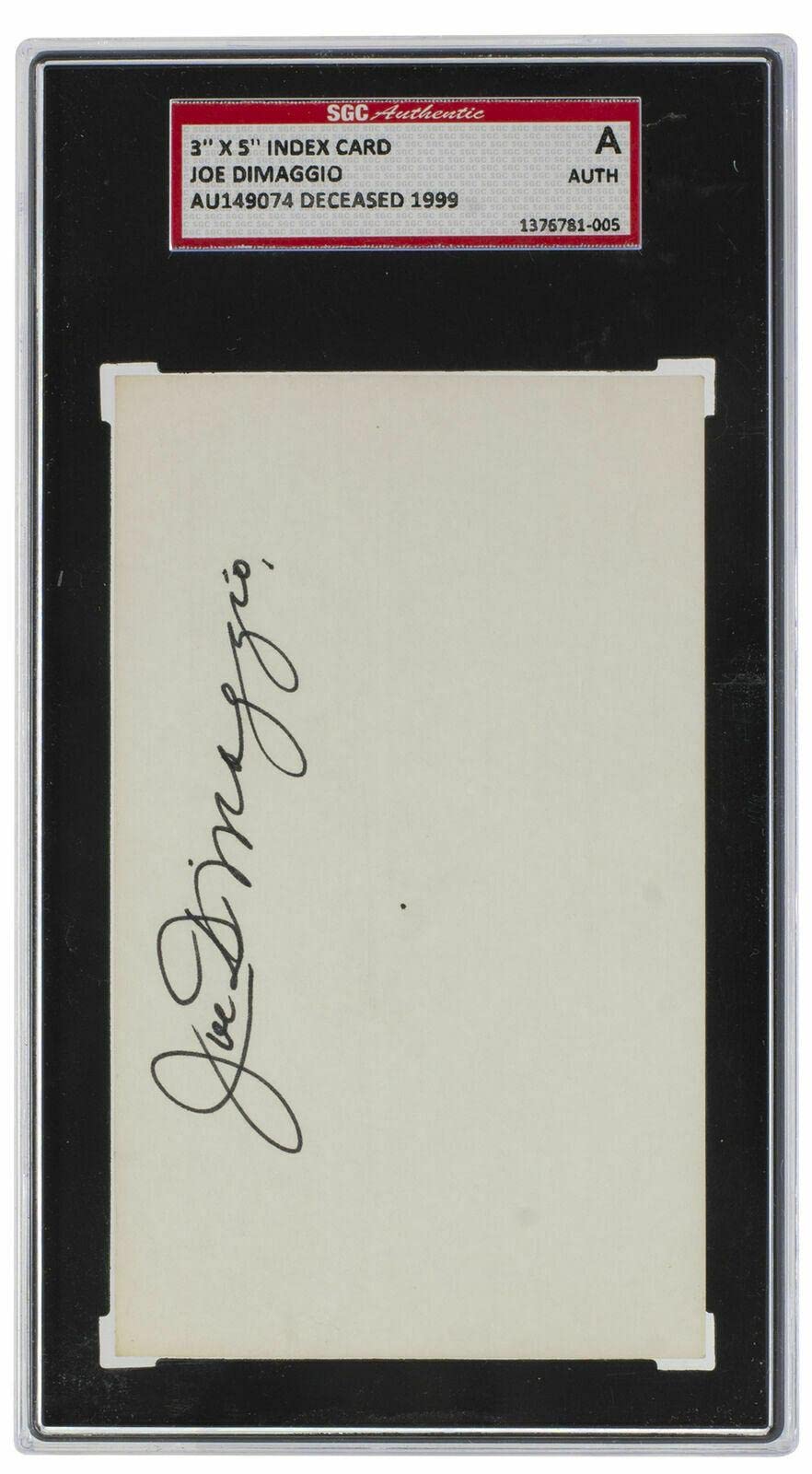 Joe DiMaggio Signed New York Yankees 3x5 Index Card SGC - MLB Cut  Signatures at Amazon's Sports Collectibles Store