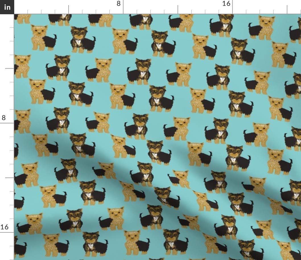 Spoonflower Fabric - Yorkie Yorkshire Terrier Cute Dogs Pets Pet Yorkies Terriers Printed on Petal Signature Cotton Fabric by The Yard - Sewing Quilting Apparel Crafts Decor