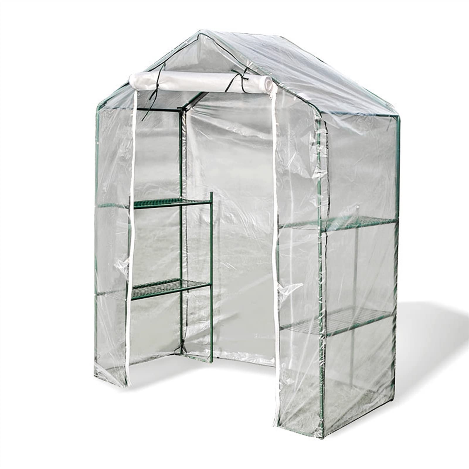 YUZES Kit de Invernadero de plástico de jardín portátil para Interiores y Exteriores, con Puerta con Cremallera y estantes de Metal Resistente, Plantas Que Necesitan protección contra heladas