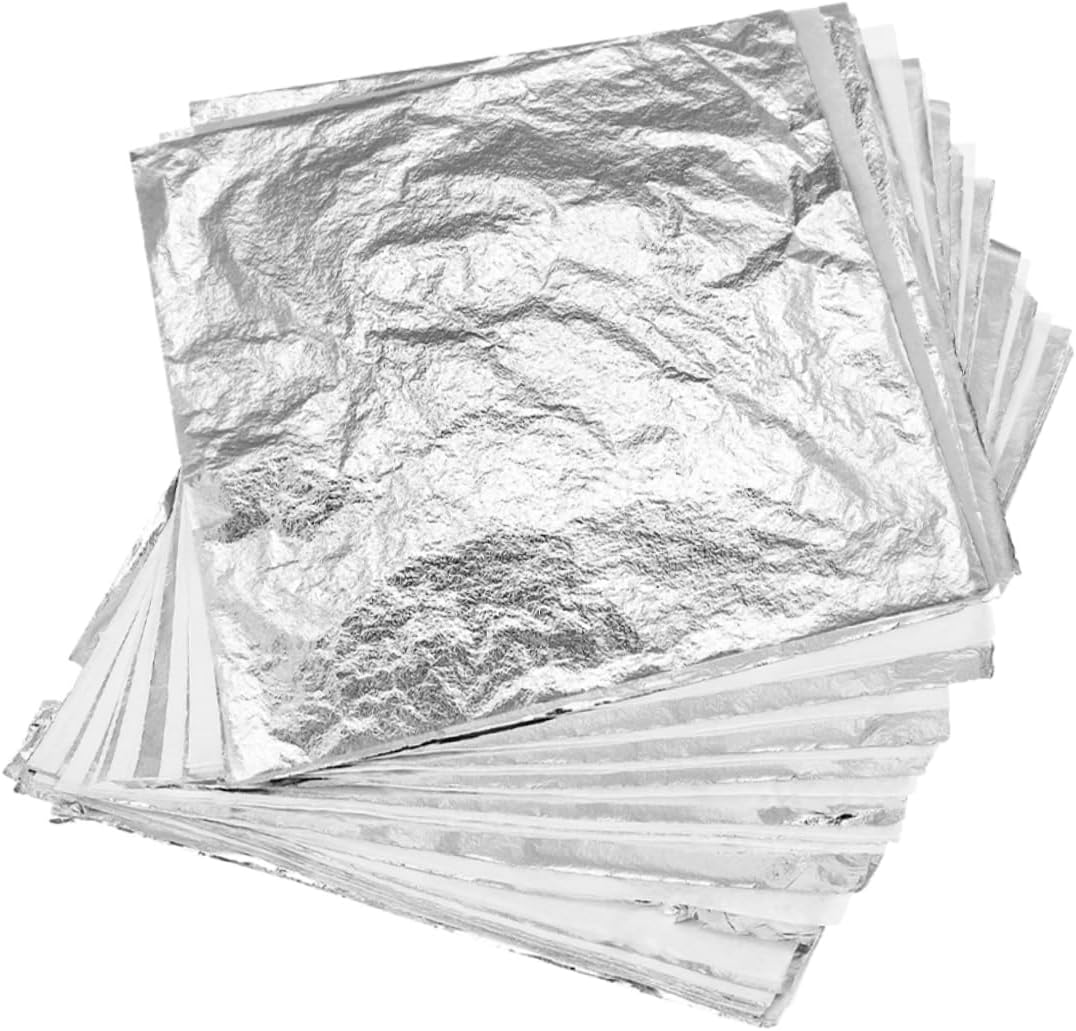 HOMSFOU 150pcs Craft Foil Sheets Silver Foil Sheets Art DIY Furniture Decoration Multi-use