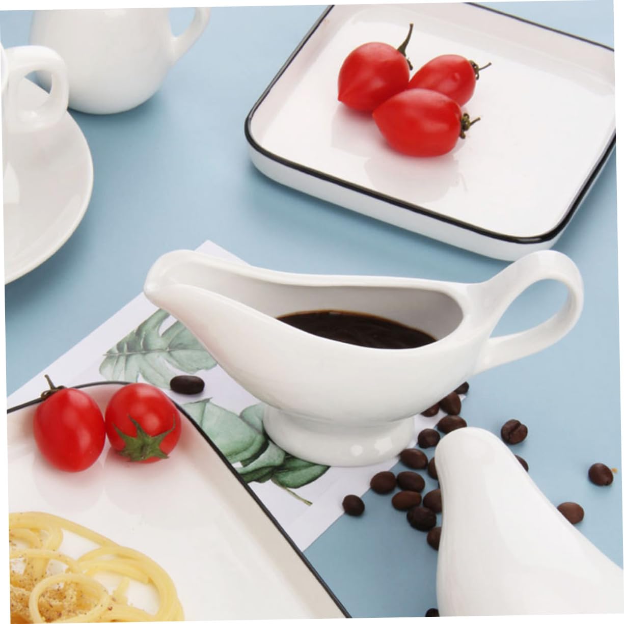 VOSAREA 2Pcs Gravy Sauce Boats with Handle Practical Condiment Holders for Home Kitchen Serving Dishes for Sauces Dressings and More and Reliable