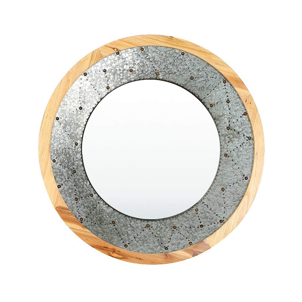 Coiffeuse Miroir Rond en Métal Vintage pour Salle de Bain Chic