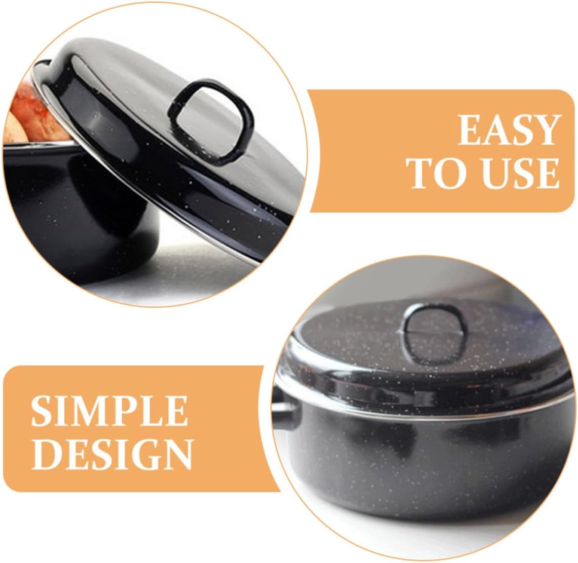 Xmas Multi Function Roasting Pan 24cm Enamel Iron with Lid