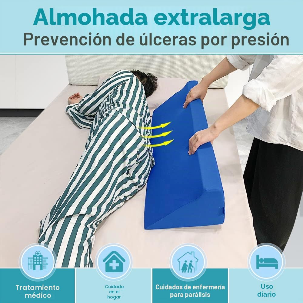 AOSSA Almohada de cuña para dormir, cuñas de posicionamiento corporal de espuma para adultos en cama, cojín inclinado de 86 cm de largo para úlceras por presión, tratamiento de escaras, almohada de