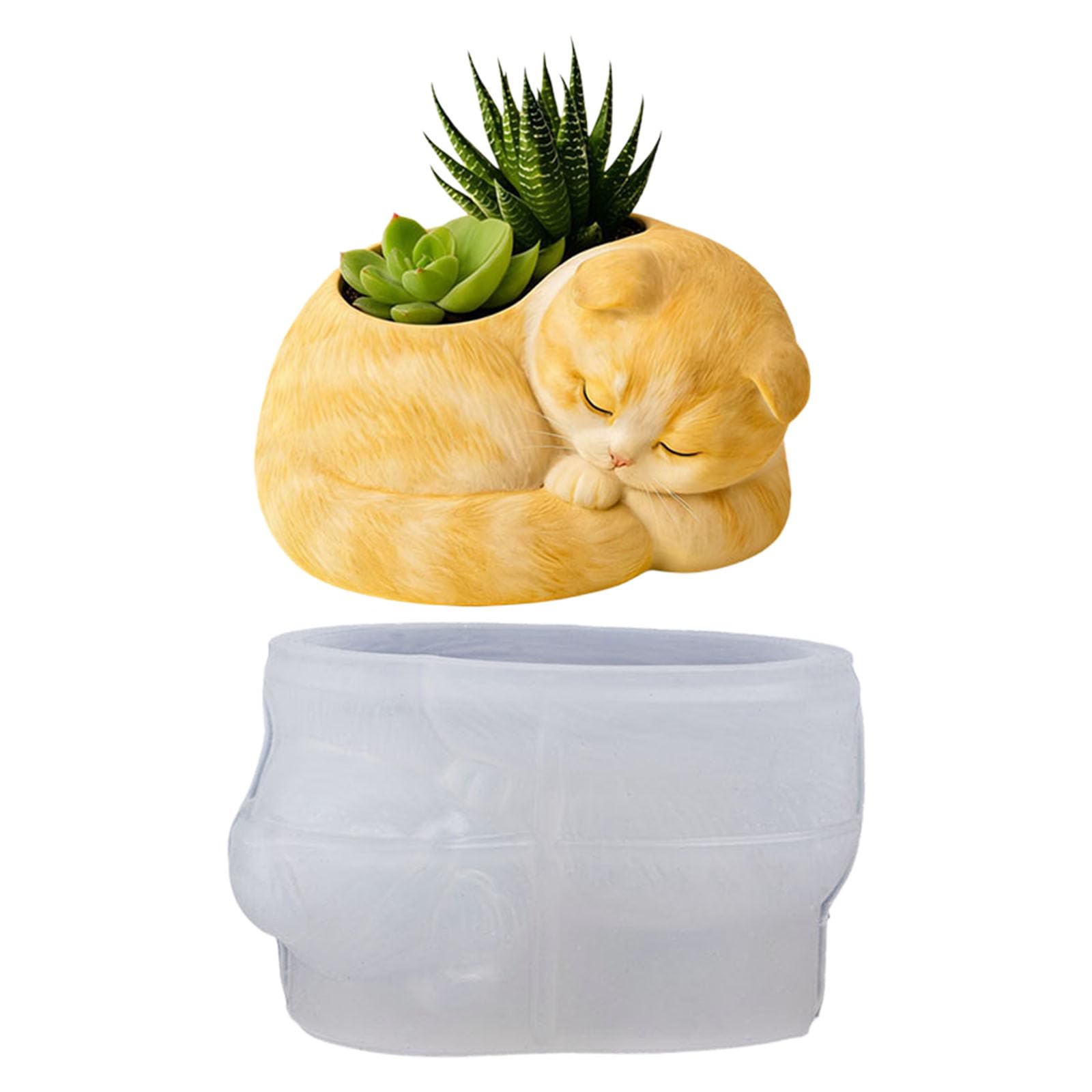 ZEPFJHE Kitten Shape Food Grade Silicone for Crafting Cup Soap Concrete Flowerpots Puss Cast
