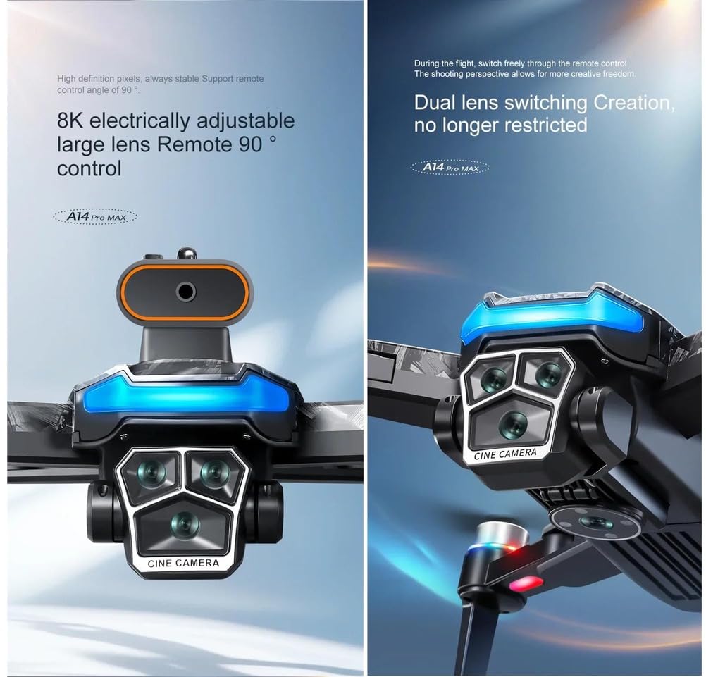 UAV A14 ProMax Drone 8K HD Fotocamera quadricottero con Schermo Telecomando 5G WiFi Fotografia Aerea Senza spazzole RC Dron