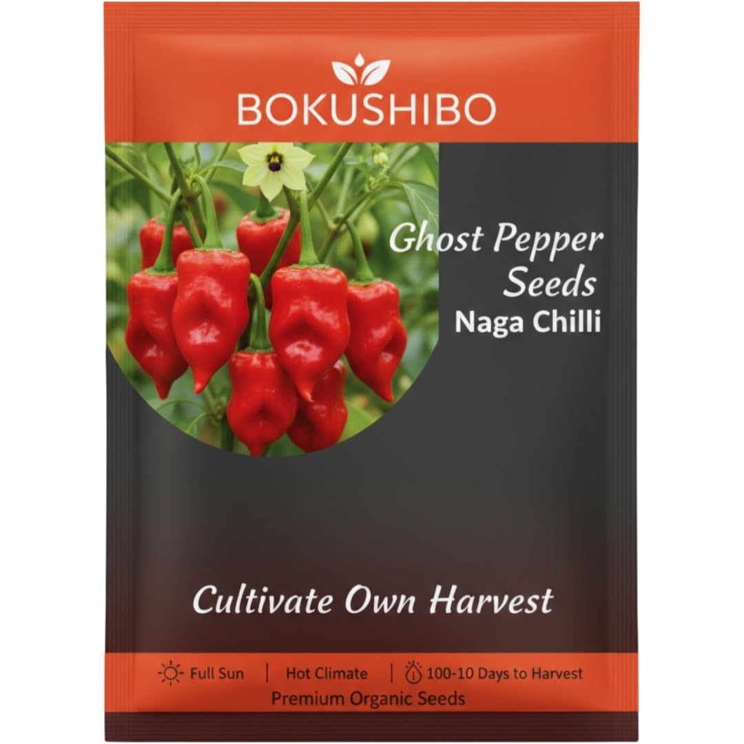 Naga Chilli Ghost Pepper Seeds (5 Gram) Bhut Jolokia Non-GMO for Garden Use