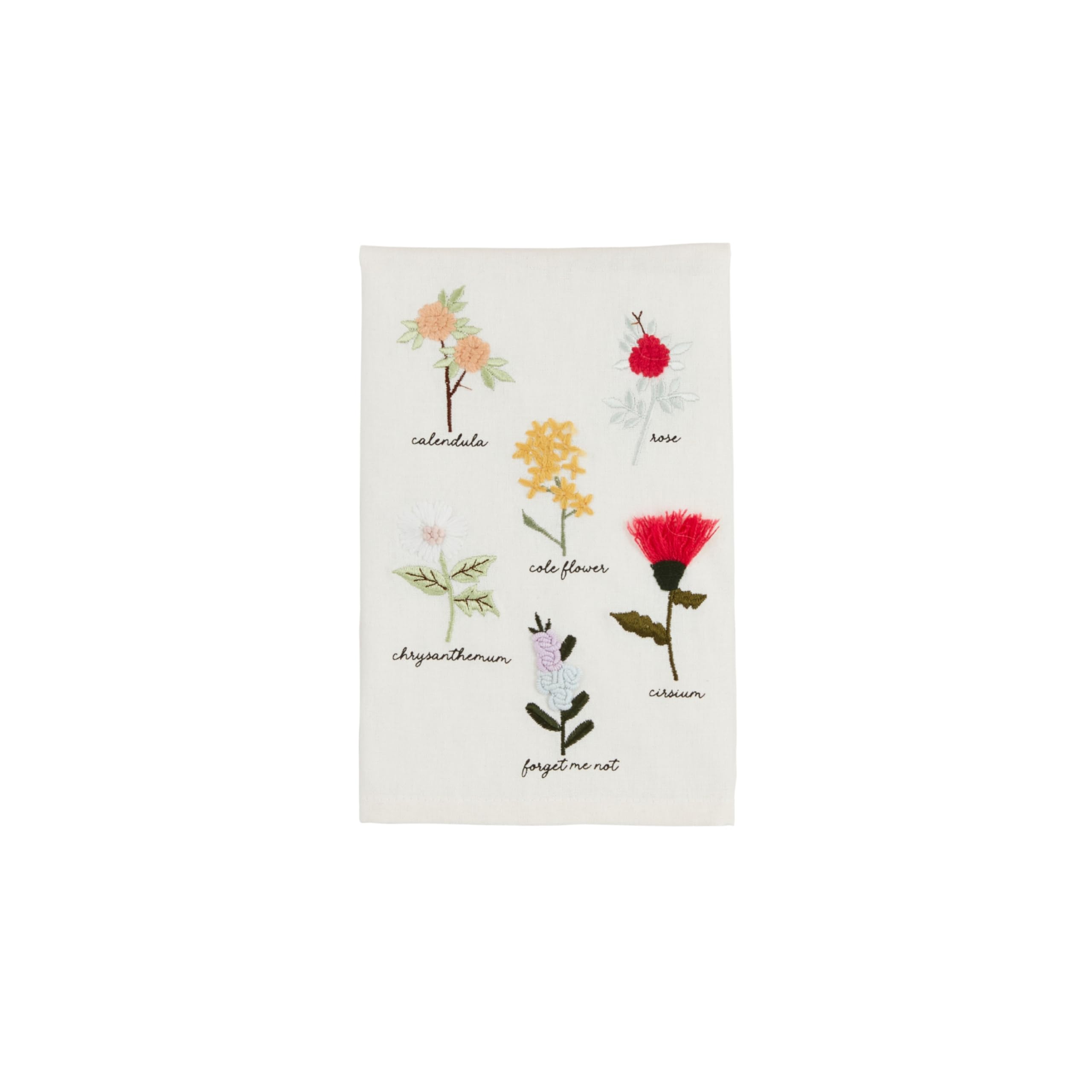Serviette brodée Mud Pie fleurs coton linge de table grand format chic