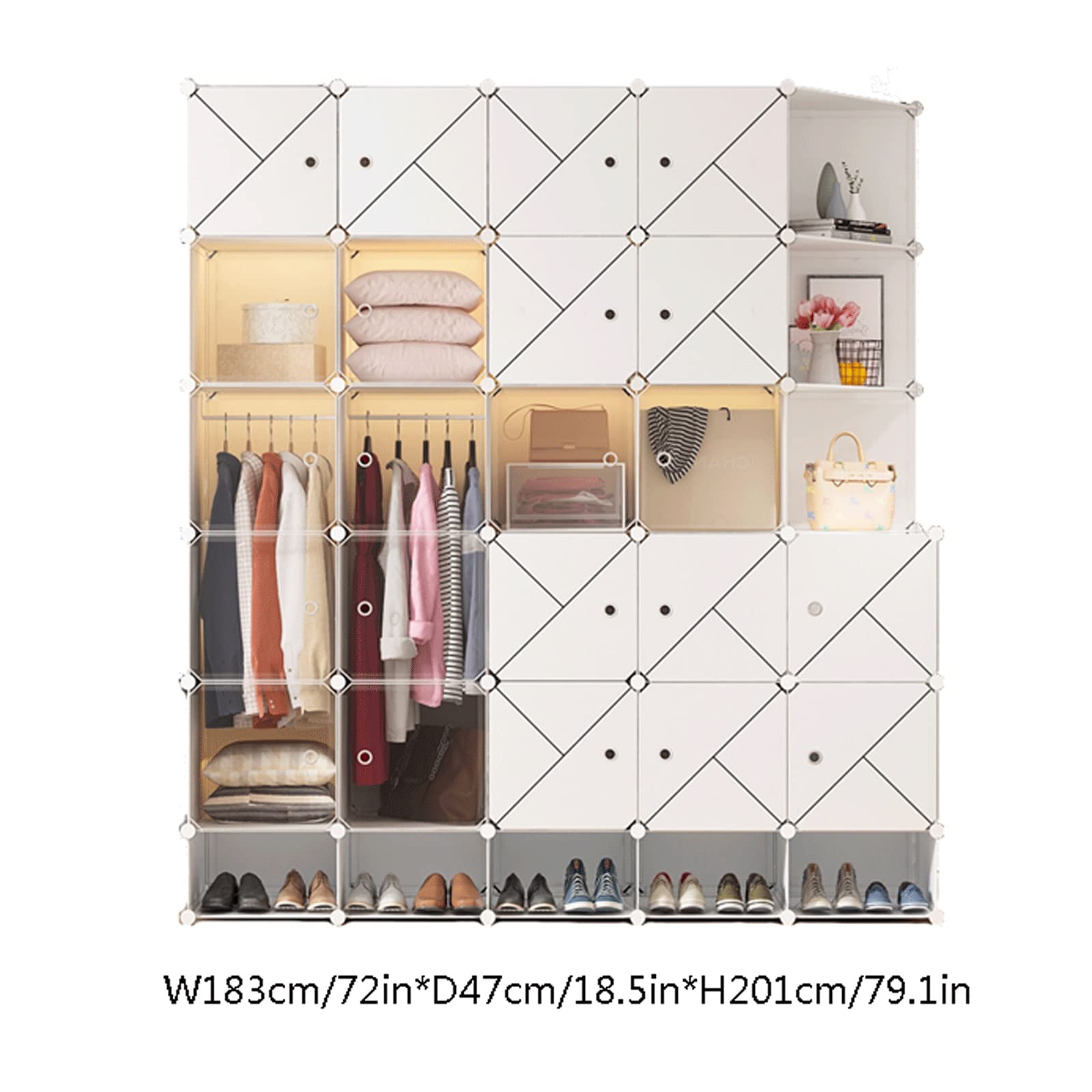 Kleiderschrank, Stoffschrank Tragbare Kleiderschrank Cube Faltbare Schrank mit Kleiderschienen Kombination Kleiderschrank Modularer Schrank Lagerorganisation Ideale Aufbewahrung Organizer ( Size : B )