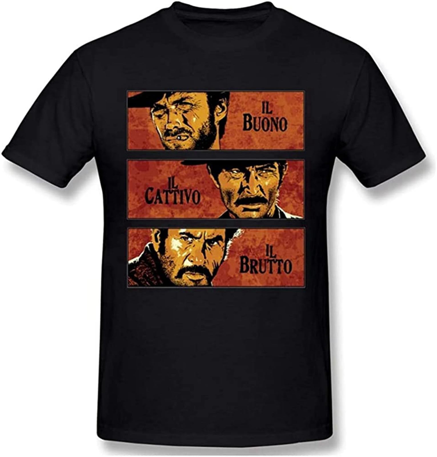 Men's Pure Quality The Good The Bad and Ugly Graphic T Shirt for Male Il Buono Brutto Cattivo Tee Shirt Swag Unique T-Shirt Black