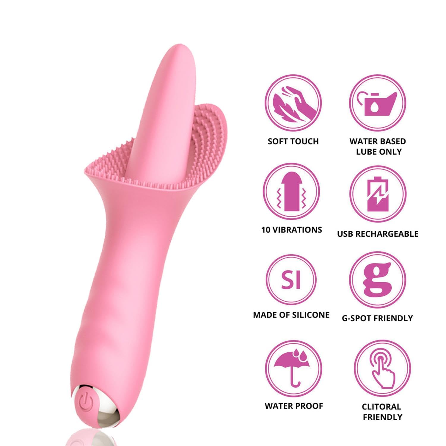 Tırtıklı Dil Vibratör Pembe