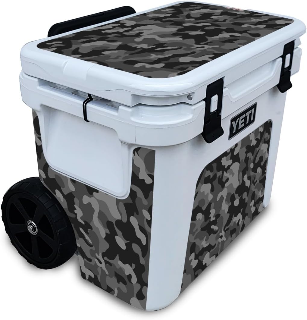 Skin Compatible with Yeti Roadie 32 Wheeled Cooler - Black Camo - Premium 3M Vinyl Protective Wrap Decal Cover - Easy to Apply | Crafted in The USA by MightySkins Black Camo Matte Finish