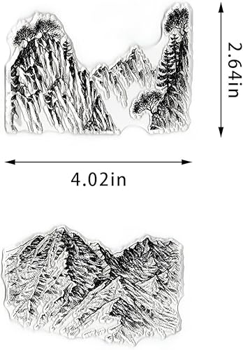 Miniatura 2 de 2 sellos transparentes de fondo de montaña para hacer tarjetas, sellos de goma transparente para árboles, sellos de plantas para decoración de
