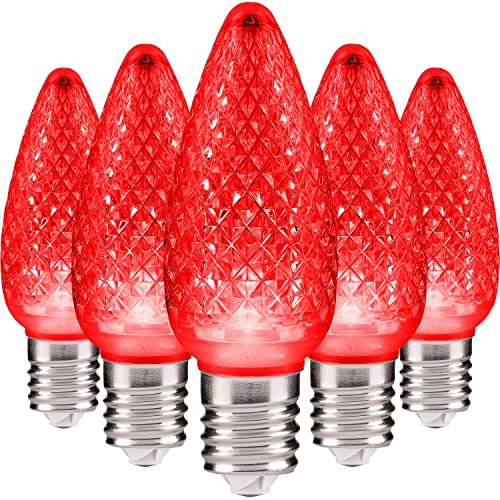 Holiday Lighting Outlet Faceted C9 Christmas Lights | Red Led Light Bulbs Holiday Decoration | Warm Christmas Decor For Indoor & Outdoor Use | 3 Smd Leds In Each Light Bulb | Set Of 500 #TOP1
