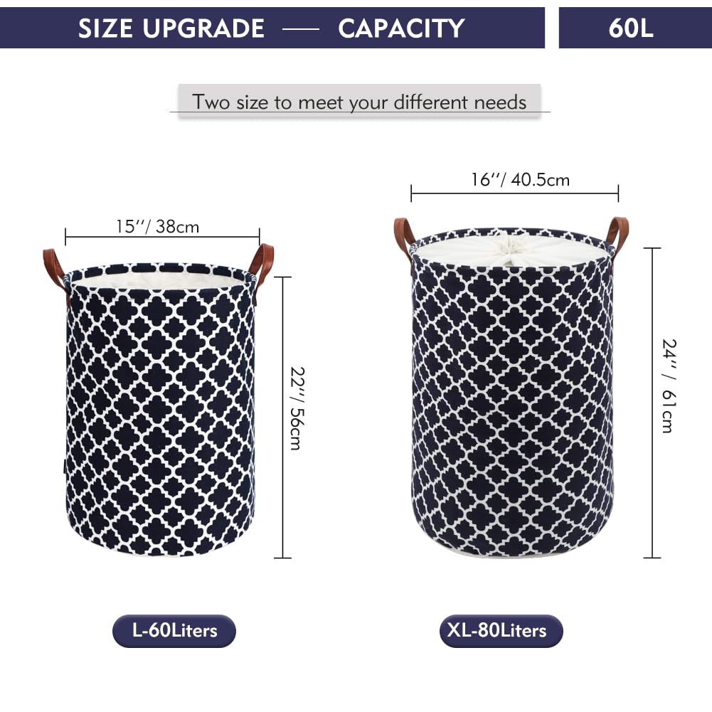Maxsilan 60L Large Laundry Basket with Drawstring, Collapsible Laundry Hamper with Handle - Image 3