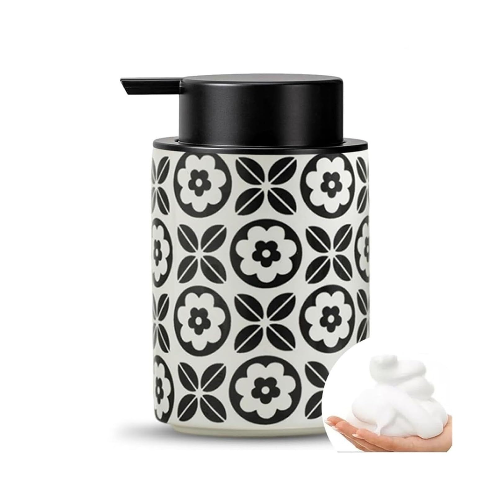 Yuue Flower Empty Barthroom And Dish Bathroom Hand Soap Dispenser Foaming Ceramic Bottle Decor For Counter(Flower)