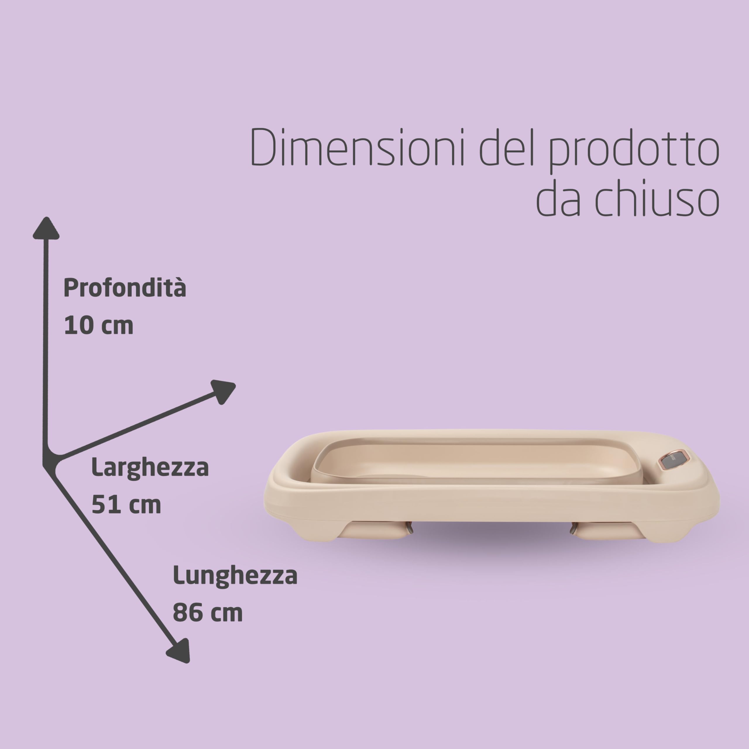 Maxi-Cosi Indigo Vaschetta Bagnetto Neonato Pieghevole, Bagnetto Bambini 0-4 Anni, Termometro HighSense Integrato, Anti-scivolo, Vaschetta Bagnetto Neonato da Viaggio, Chiusura Compatta, Muted Terra