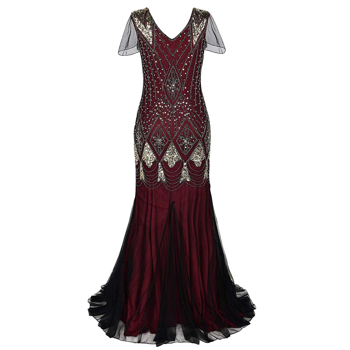 OBEEII Robes de Cocktail Soirée Femme Gatsby Année 1920 Robe Robe Flapper Frangée Costume V Cou Paillette Robe Fête Bal Latine Soirée Art Déco